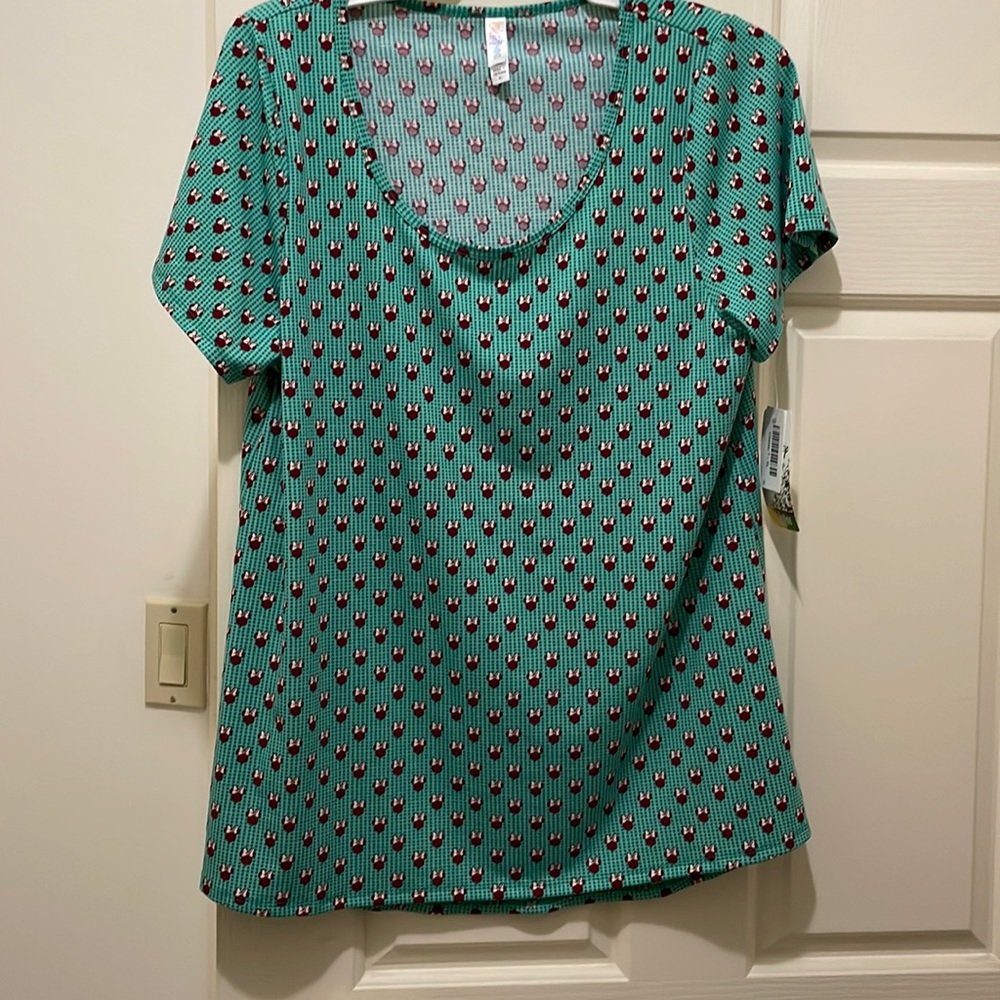 LuLaRoe green Disney mini mouse print T-shirt (sz XL)